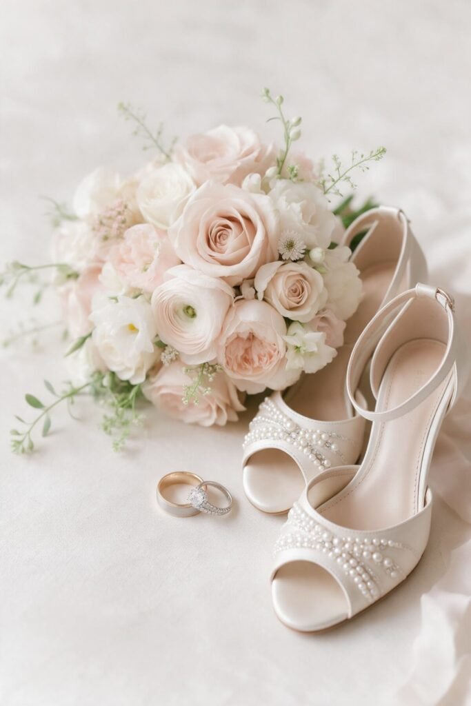 st louis wedding photography rings bouquet open toe bridal shoes (1)