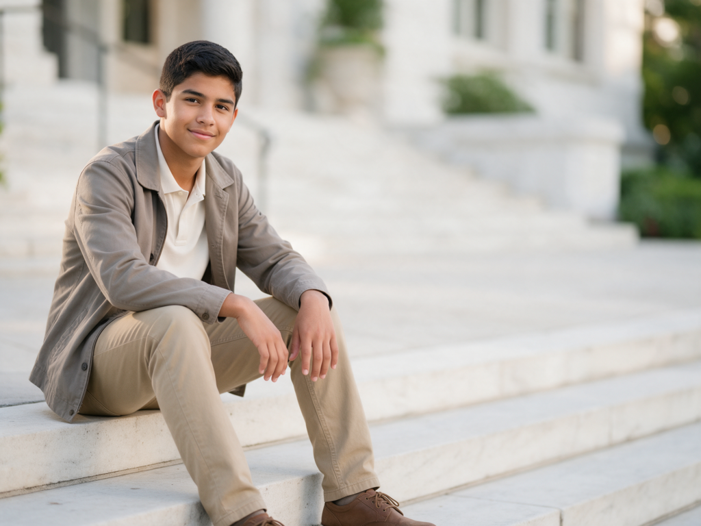 st charles senior boy seated stone steps 02